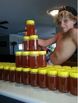 jars of honey prepared for sale as part of a children’s family enterprise project
