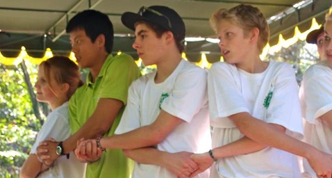 Leadership activities for teens during team games at Green SuperCamp Bali