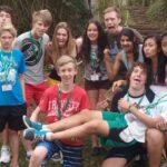 Jai and Kaitlin with students at Green SuperCamp Bali learning leadership and youth entrepreneurship skills
