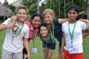Flynn with new friends at an entrepreneurial leadership camp for kids