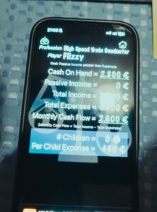 Players using an app to manage financial transactions during a game of Cashflow 101
