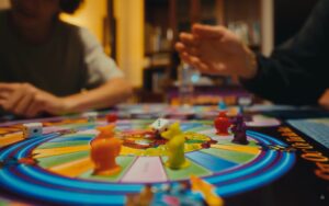 Players considering an opportunity during a family game of Cashflow 101