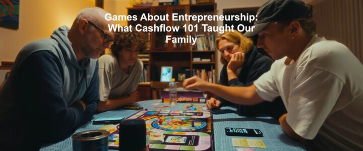 Trevor, Jai, Chayse and Flizzy playing the Cashflow 101 board game together